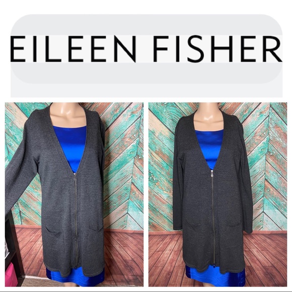 Eileen Fisher The Fisher Project Merino Wool Dark Heather Gray Cardigan
